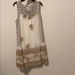 white with gold detailing tank top dress